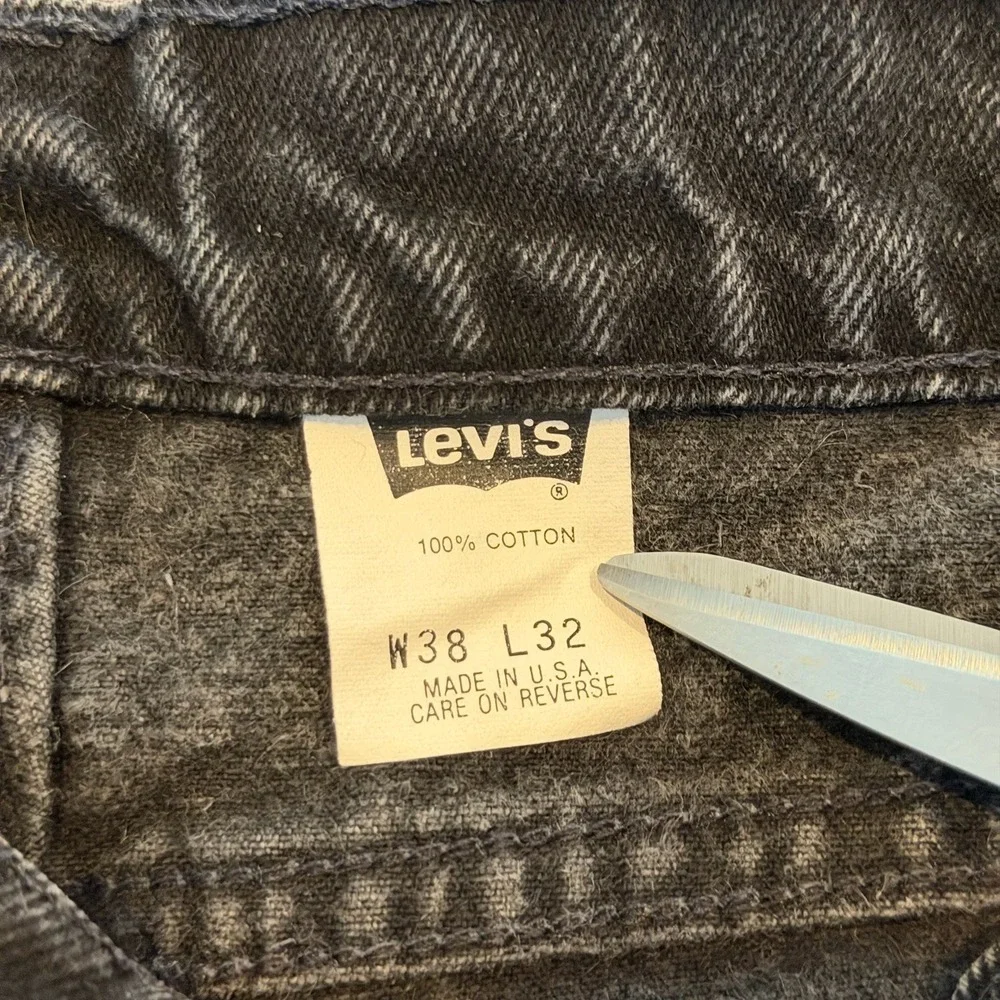 Vintage Levis 550 Relaxed Fit Orange Tab Black Jeans Made In USA Mens 38W-32L